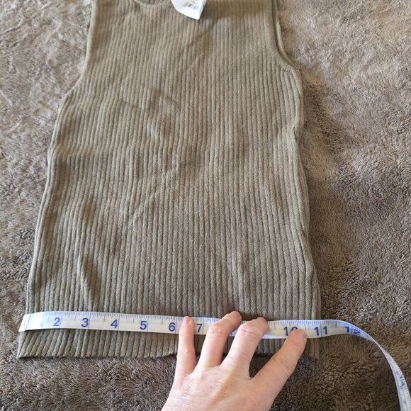 The Drop Karolina Sleeveless High Mock Neck Ribbed Sweater Tank Top Olive Small - Picture 16 of 16